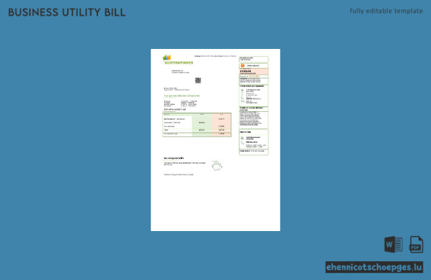 Beispiel einer Stromrechnung für Unternehmen von Scottish Power (Vereinigtes Königreich)